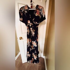 Floral Navy Blue Maxi Dress